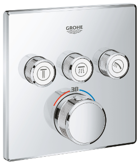 GROHE GROHTHERM SMART CONTROL THERMOSTATE TRIMSET SQUARE FOR CONCEALED INSTALLATION 3 VALVE - 29126000