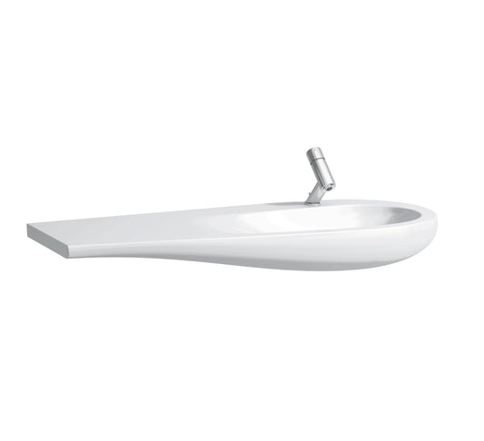 LAUFEN ALESSI ONE COUNTERTOP WASHBASIN WITH SHELF LEFT WITH CONCEALED OVERFLOW SYSTEM, INCLUDING CERAMIC WASTE COVER WITH TAPHOLE 1200 X 500 MM WHITE LCC - 8.1497.4.400.104.1 + SCREWS - 8.9988.2.000.000.1 - Tadmur Trading