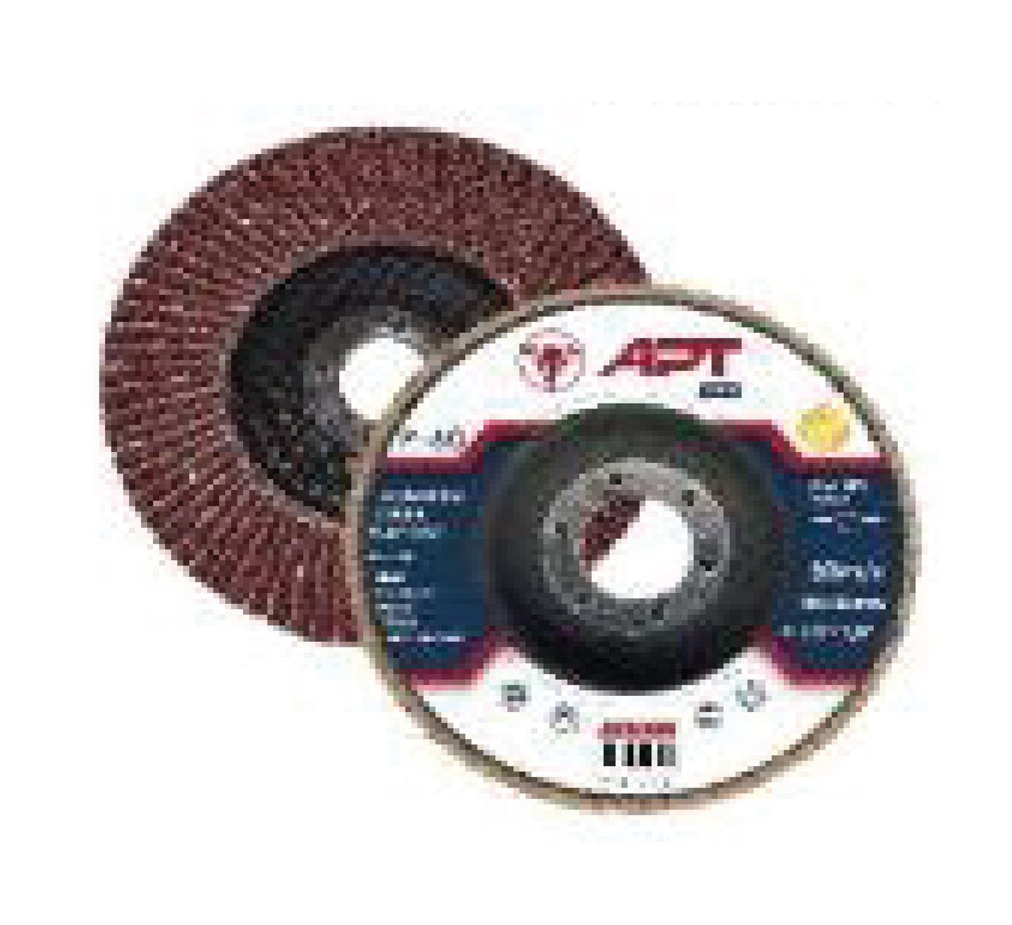 APT ALUMINIUM OXIDE FLAP DISC TYPE 27 115X22.23MM GRIT 100 STANDARD 7+1 LAYER 25X20 FLAP SIZE PREMIUM ALUMINUM OXIDE COTTON DW422110