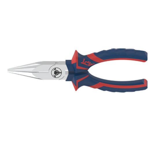 APT LONG NOSE PLIER NEW APT 2 COLOR HANDLE PP CARD NICKLE PLATED 200MM-NEW APT PP CARD WITH RED STRAP AH1407540-200