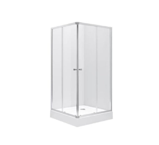 KOLO FIRST SQUARE CORNER ENTRY SLIDING SHOWER ENCLOSURE 3MM CLEAR TEMPERED 900X900X1900MM - ZKDK90222003