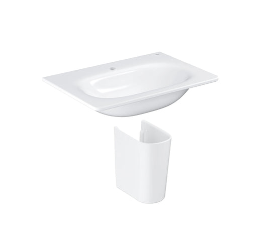 كومبو: حائط GROHE ESSENCE لحوض المغسلة 700X485 مم - 3956400H ، GROHE ESSENCE HALF PEDISTAL - 39570000