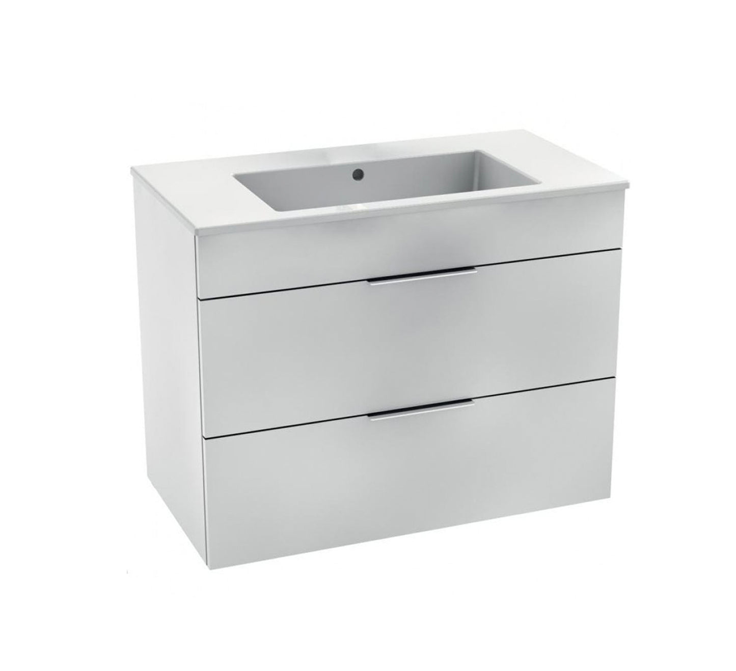 JIKA CUBE SLIM VANITY UNIT PACK WITH BLACK HANDLES INCLUDING WASHBASIN 100X43CM WITH TWO DRAWER H607/W980/D422 MM WHITE - 4.5365.2.176.300.1