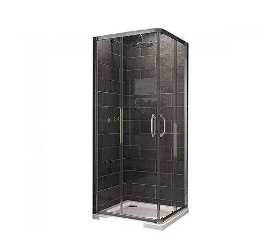 HUPPE X1 SQUARE CORNER ENTRY SLIDING SHOWER ENCLOSURE 1000X1000X1900MM HIGH GLOSS SILVER - 140104.069.321