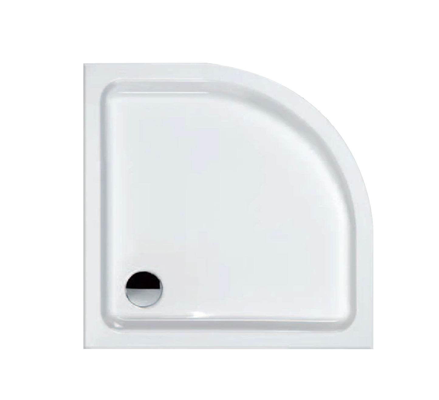 كومبو: HOESCH PURE ZETA 90 CORNER SHOWER TRAY 1000X1000X90 ACRYLIC WHITE COMBO ، HOESCH PURE DAIN 90 MM مطلي بالكروم - 50329