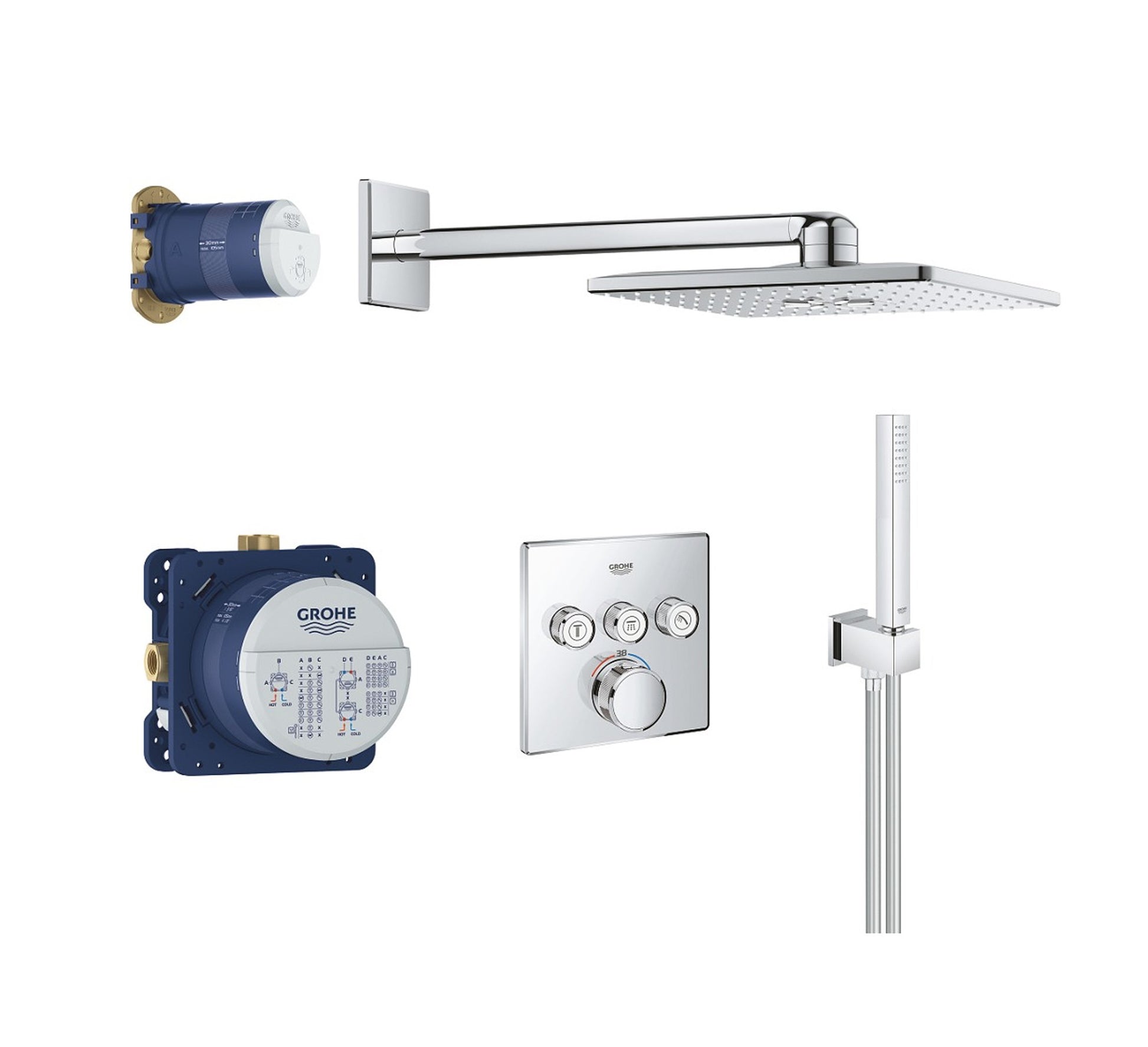 GROHE GROHTHERM SMART CONTROL PERFECT SHOWER SET WITH RAINSHOWER 310 SMART ACTIVE CUBE - 34706000 - Tadmur Trading