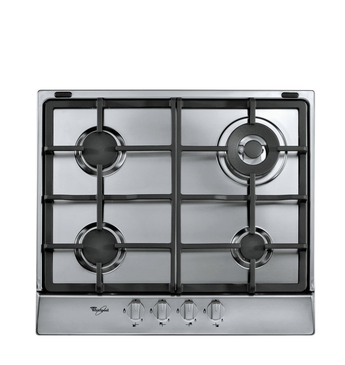 WHIRLPOOL HOB GAS ON METAL 60 CM, 4 GAS BURNERS, FRONTAL CONTROL KNOBS, INOX - AKR 353/IX - Tadmur Trading