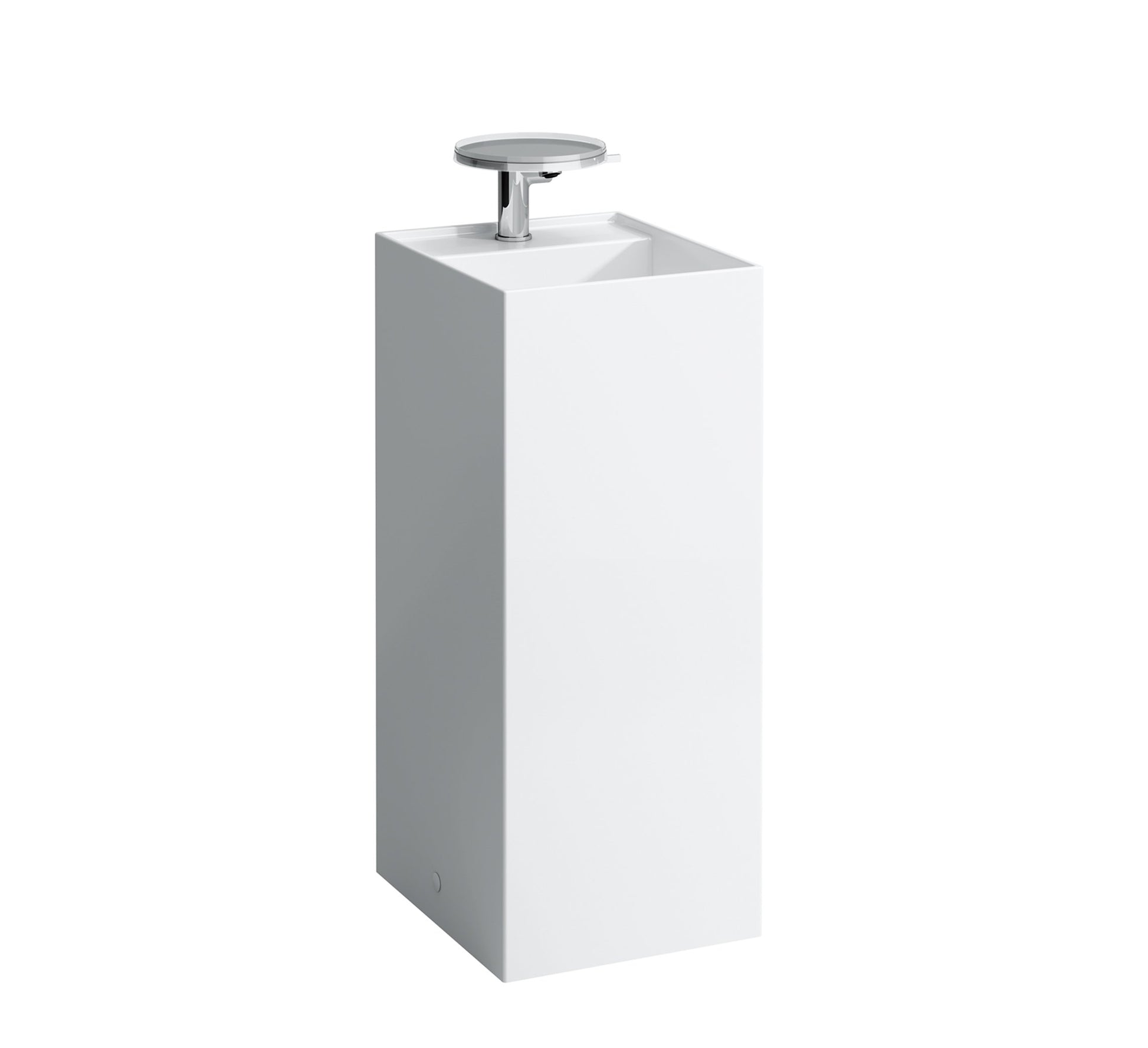 LAUFEN KARTELL FREESTANDING WASHBASIN, WITH INTEGRATED PEDESTAL AND FIXING DEVICE, ONE TAPHOLE, WITHOUT OVERFLOW HOLE INCLUDING FIXED OPEN WASTE VALVE 375 X 435 X 900 MM WHITE SAPHIRKERAMIK - 8.1133.1.000.111.1 - Tadmur Trading