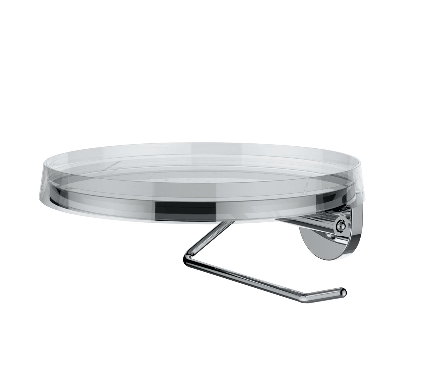 LAUFEN KARTELL TOILET PAPER HOLDER ROUND,  183 MM, TRANSPARENT CRYSTAL PLASTIC DISC INCLUDED BRASS CHROME PLATED - 3.8433.2.004.000.1 - Tadmur Trading