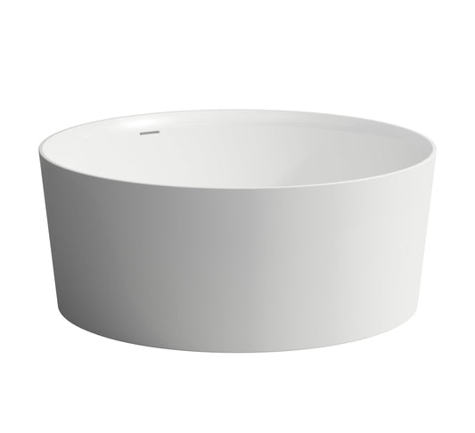 LAUFEN VAL FREESTANDING BATHTUB, SOLID SURFACE, INCLUDING CLICK-CLACK WASTE VALVE AND OUT-/OVERFLOW SYSTEM, SIZE : 130 X 130 X 55 CM WHITE - 2.3128.2.000.000.1 - Tadmur Trading