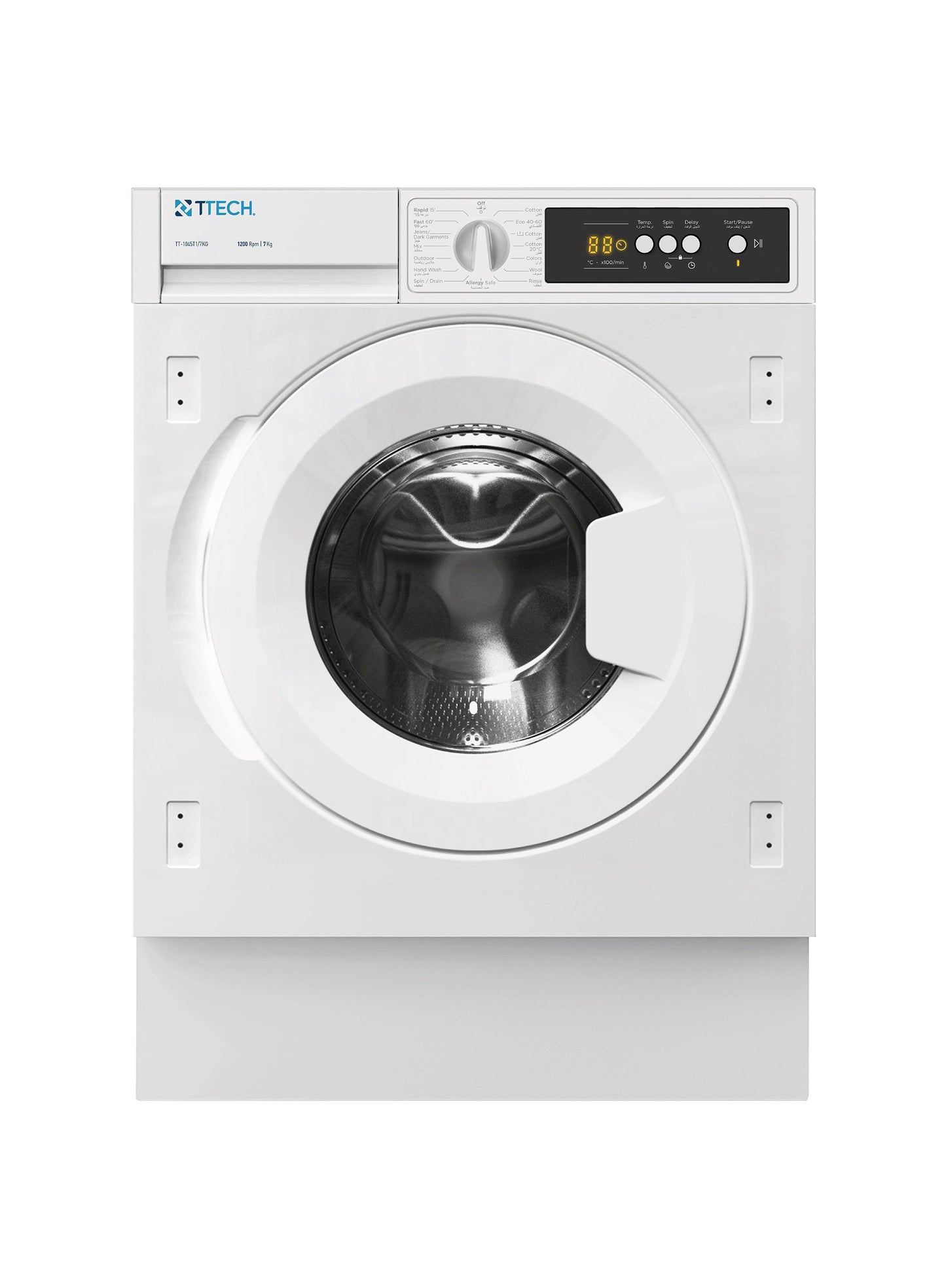 T-TECH T SERIES DAVID (BUILT IN) WASHING MACHINE, MODEL TT-1045T1/7KG, C11, BIG DOOR 47 CM