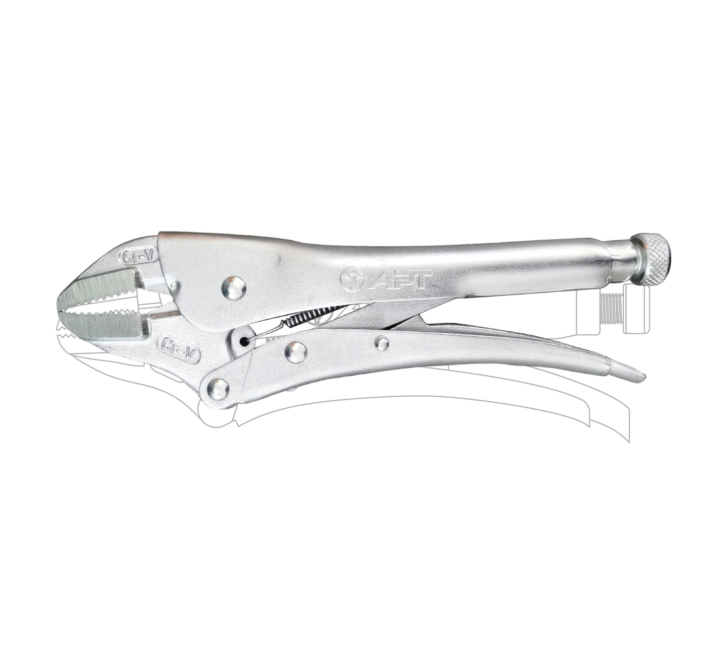 APT LOCKING PLIER STRAIGHT JAW CR-V 250MM مع برغي سداسي مطلي NI AH1039774-10