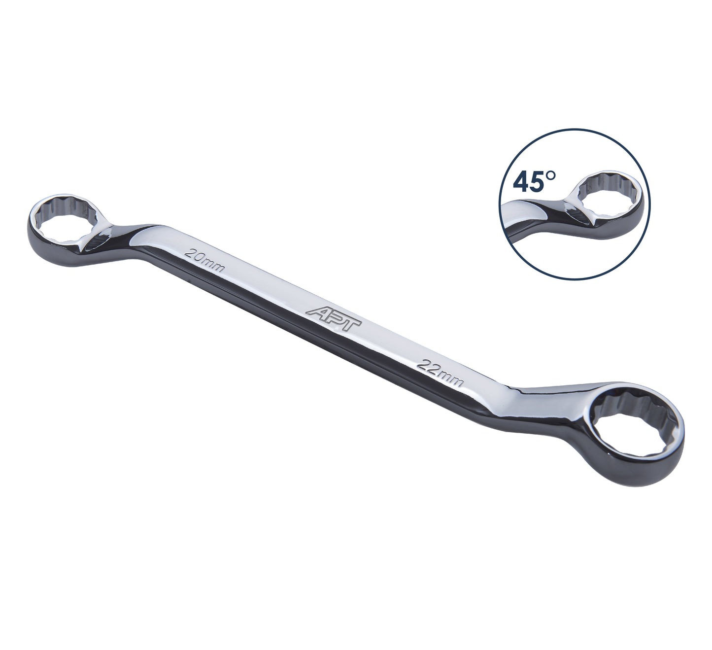 APT DOUBLE OFFSET RING WRENCH BRIGHT SATIN FINISH PP CARD HOLDER CR-V 08X09MM-AH201401-08X09