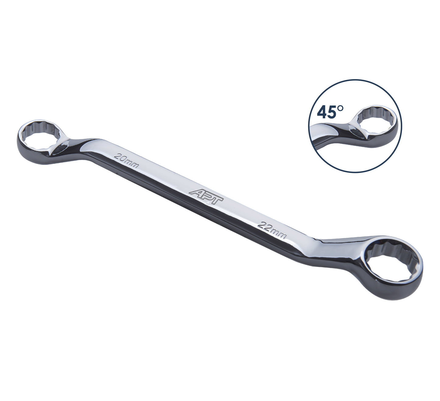APT DOUBLE OFFSET RING WRENCH BRIGHT SATIN FINISH PP CARD HOLDER CR-V 14X15MM-AH201401-14X15