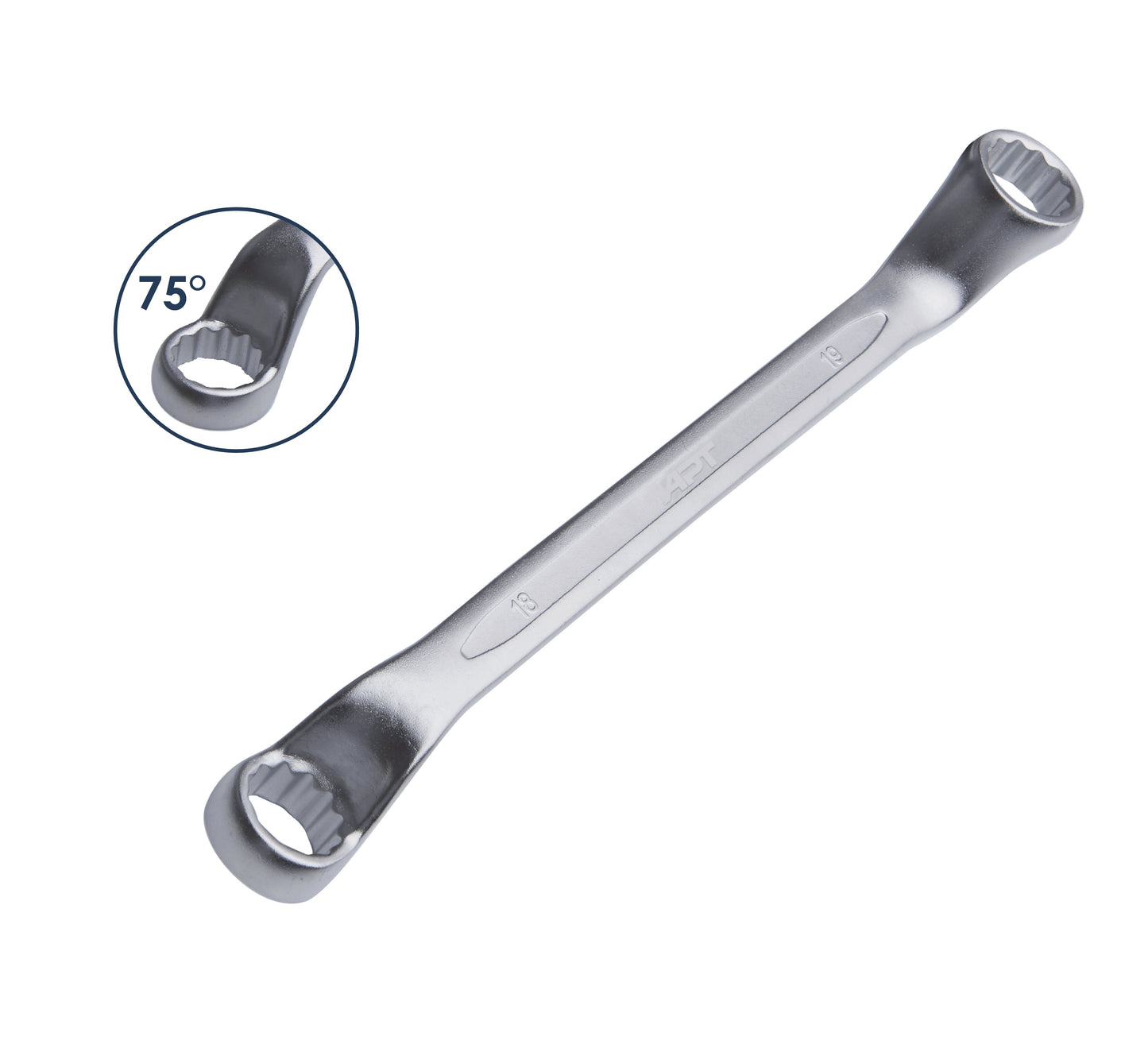 APT DOUBLE DEEP OFFSET RING WRENCH BRIGHT SATIN FINISH PP CARD HOLDER CR-V 14X15MM-AH211402-14X15