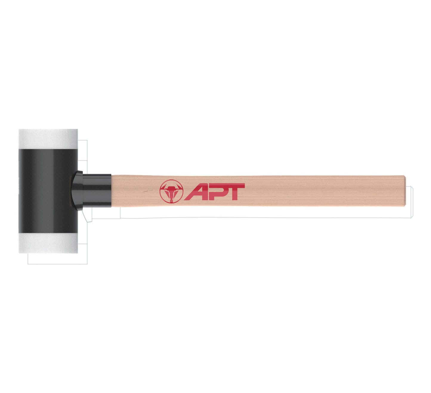 APT PU "HARD" +PU "SOFT" HAMMER WOODEN HANDLE PP CARD 30MM AH5123041-030