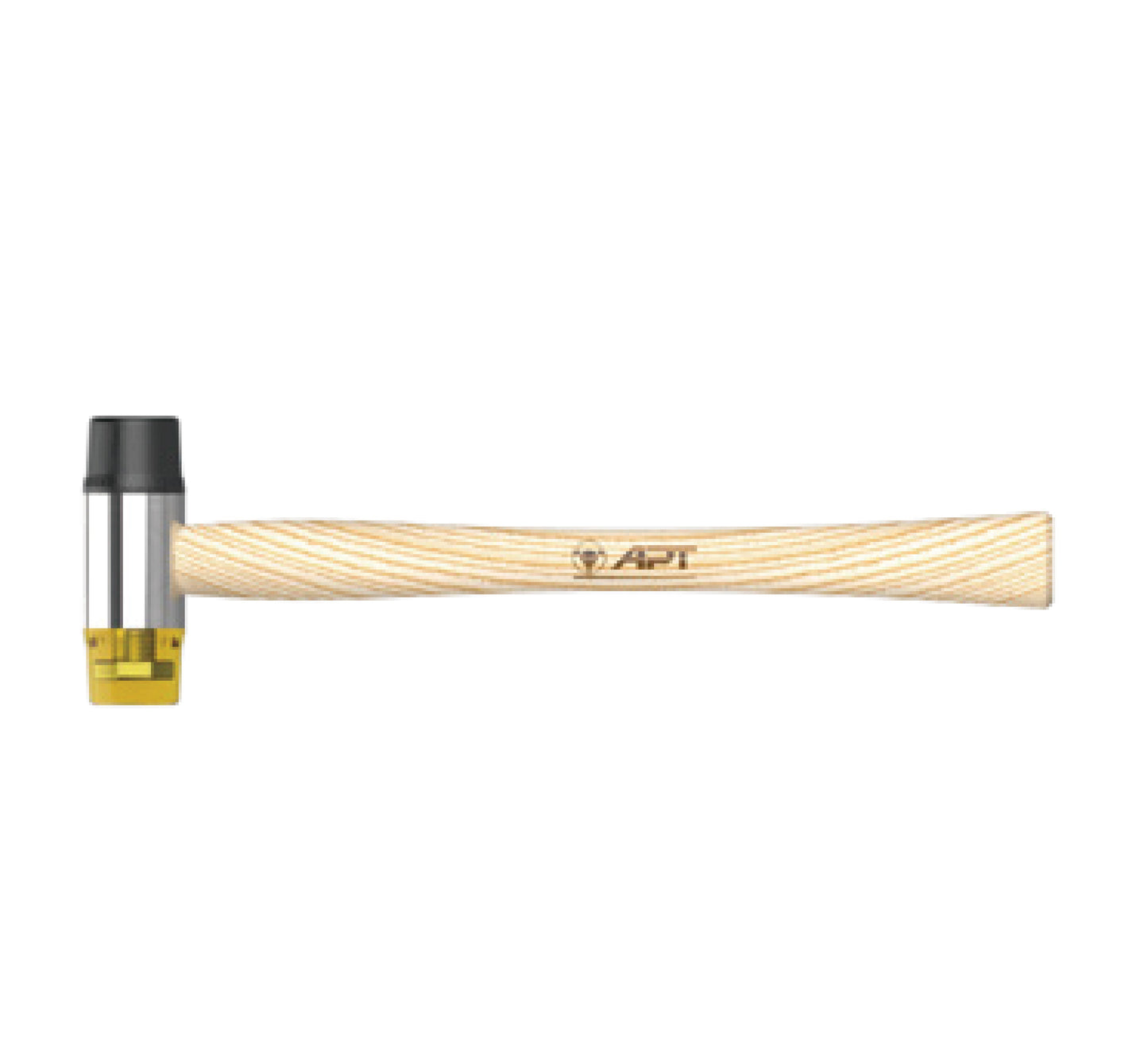 APT PU + مطرقة مطاطية سوداء بطاقة PP مقبض خشبي رمادي 200 جرام 30 مللي متر AH522204-200