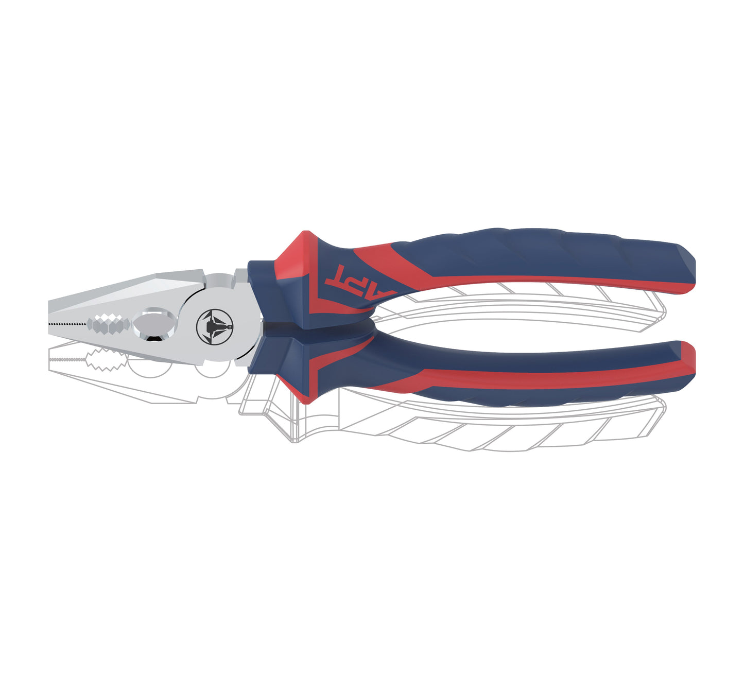 APT COMBINATION PLIER NEW APT 2 COLOR HANDLE PP CARD NICKEL PLATED 150MM-NEW APT PP CARD WITH RED STRAP AH1403540-150