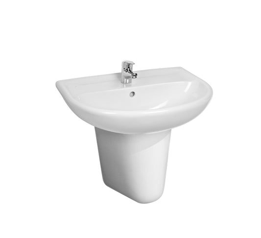 COMBO: JIKA LYRA PLUS WASHBASIN WITH TAP HOLE, WITH OVERFLOW 65X52 CM - 8.1438.4.000.104.1, JIKA UNIVERSAL HALF PEDESTAL - 8.1939.1.000.000.3