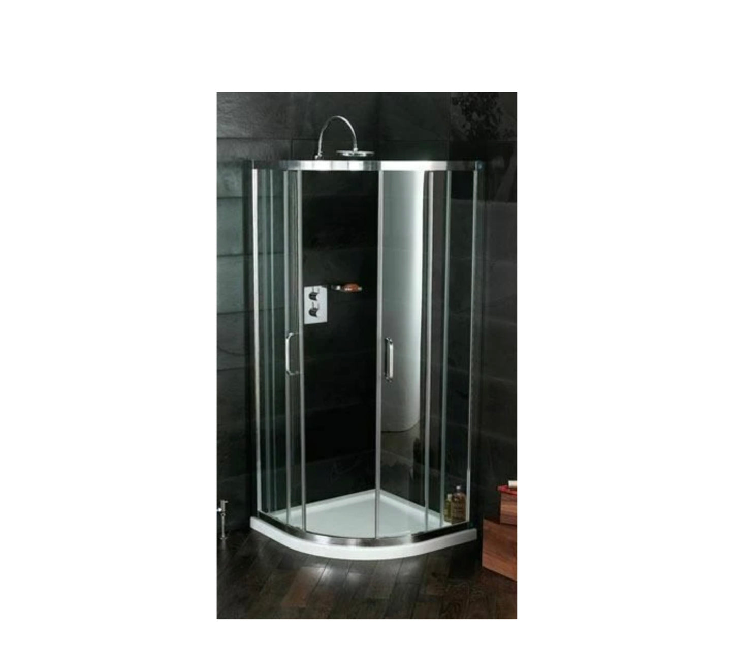 HUPPE X1 QUADRANT CORNER ENTRY SLIDING SHOWER ENCLOSURE 900X900X1900MM (R500), 6MM CLEAR TEMPERED DOOR, 4MM CLEAR TEMPERED PANEL, HIGH GLOSS SILVER - QUADRANT 900