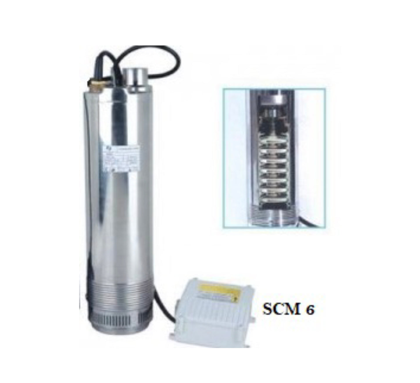 SPCO MULTISTAGE SUBMERSIBLE PUMP SCM 6 (WITHOUT FLOAT SWITCH) 1.1KW, 1X240VX50HZ